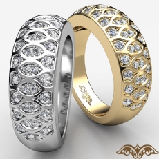 Antique Women's Wedding Ring Round Diamond Band 14k White Gold 0.51Ct