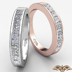 Half Wedding Womens Band Princess Channel Diamond Ring 14k Rose Gold  (0.9Ct. tw.)