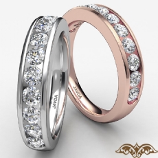 Diamond Women's Half Wedding Band 14k Rose Gold Round Channel Setting Ring  (1Ct. tw.)