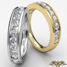 Diamond Women's Half Wedding Band 14k Gold Yellow Round Channel Setting Ring  (1Ct. tw.)