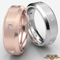 14k Rose Gold  Princess Diamond Eternity Men's Wedding Band Beveled Edge (0.25Ct. tw.)