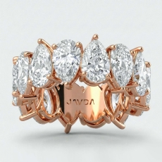 Pear Lab-Grown Diamond Shared Prong Women's Wedding Band 18k Rose Gold  (8.4Ct. tw.)