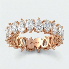 Lab-Grown Diamond Women's Shared Prong Pear Wedding Band 18k Rose Gold  (4.5Ct. tw.)
