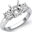 Round Diamond Three 3 Stone Semi Mount Engagement Ring Platinum 950 Setting 0.5Ct