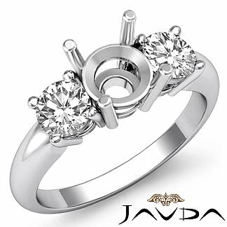 Round Diamond Three 3 Stone Semi Mount Engagement Ring Platinum 950 Setting 0.5Ct