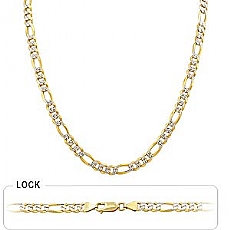 14k 2Tone Gold Men's Solid Figaro Chain (5.70mm,22
