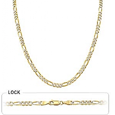 14k 2Tone Gold Men's Solid Figaro Chain (4.50mm,24
