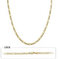 14k 2Tone Gold Men's Solid Figaro Chain (3.80mm,18