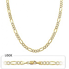 14k 2Tone Gold Men's Solid Figaro Chain (5.50mm,24