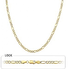 14k 2Tone Gold Men's Solid Figaro Chain (3.70mm,18