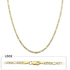14k 2Tone Gold Men's Solid Figaro Chain (2.60mm,18