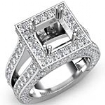2.5Ct Diamond Engagement Ring Princess Semi Mount Halo Setting Platinum