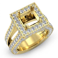 Diamond Engagement Ring Princess Semi Mount Halo Setting 14k Gold Yellow (2.5Ct. tw.)