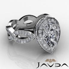 Twist Shank Circa Halo Pave diamond Ring 18k Gold White