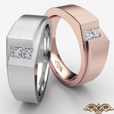 Matte Finish Diamond Men's Half Wedding Band 14k Rose Gold  (0.35Ct. tw.)