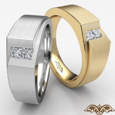 Matte Finish Diamond Men's Half Wedding Band 14k White Gold 0.35 Ct