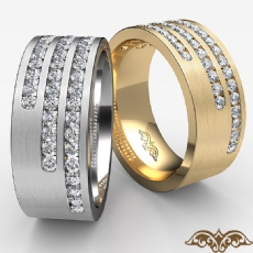 3 Row Channel Set Diamond Men's Half Wedding Band in Platinum 950 (0.75Ct. tw.)