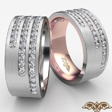 0.75 Ct 3 Row Channel Set Diamond Men's Half Wedding Band in 14k Two Tone Gold