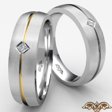 14k 2 Tone Gold Bezel Set Matte Finish Men's Diamond Wedding Band 0.15 Ct