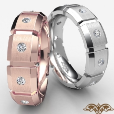 Block Link Round Diamond Men's Eternity Wedding Band in 14k Rose Gold  (0.24Ct. tw.)