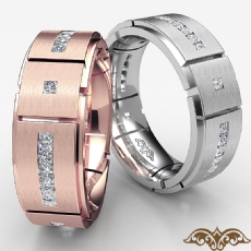 Channel Set Men's Princess Diamond Eternity Wedding Band 14k Rose Gold  (1Ct. tw.)