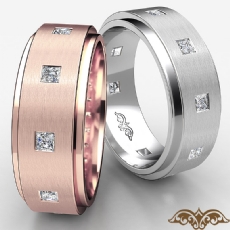 Polished Princess Diamond Eternity Men's Wedding Band 14k Rose Gold  (0.7Ct. tw.)