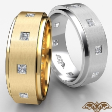 Polished Princess Diamond Eternity Men's Wedding Band 14k White Gold 0.70 Ct