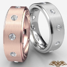 Polish Step Edge Men's Round Diamond Eternity Wedding Band 14k Rose Gold  (0.6Ct. tw.)