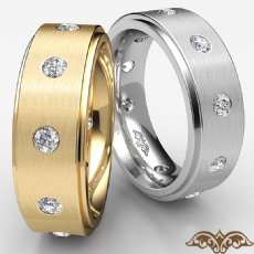 Polish Step Edge Men's Round Diamond Eternity Wedding Band 14k W Gold 0.60 Ct