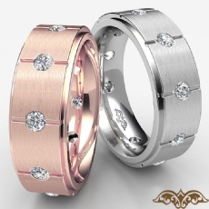 Vertical Cuts Round Diamond Eternity Men's Wedding Band 14k Rose Gold  (0.6Ct. tw.)