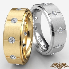 Vertical Cuts Round Diamond Eternity Men's Wedding Band 18k Gold Yellow  (0.6Ct. tw.)