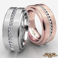 Channel Set Round Diamond Eternity Men's Wedding Band in 14k Rose Gold  (1.5Ct. tw.)