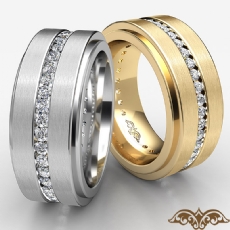 Channel Set Round Diamond Eternity Men's Wedding Band in 14k Gold Yellow  (1.5Ct. tw.)