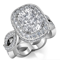 Infinite Twist Halo Filigree diamond Ring 18k Gold White