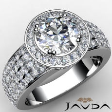 4 Row Shank Halo Pave Setting diamond Ring 14k Gold White