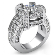 Celebrity Style Triple Band diamond Ring 14k Gold White