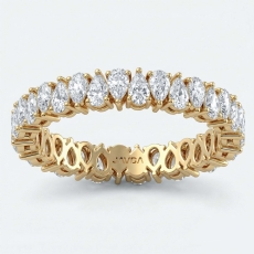 Shared Prong Women's Wedding Band Pear Lab Grown Diamond 14k Gold Yellow  (1.35Ct. tw.)
