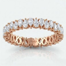 Shared Prong Women's Wedding Band Pear Lab Grown Diamond 18k Rose Gold  (1.35Ct. tw.)