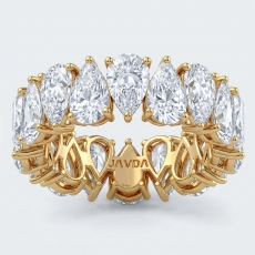 Pear Lab-Grown Diamond Prong Set Women's Eternity Wedding Band 14k Gold Yellow  (6.39Ct. tw.)