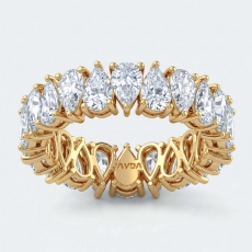 Pear Lab-Grown Diamond Prong Set Women's Eternity Wedding Band 14k Gold Yellow  (3.78Ct. tw.)