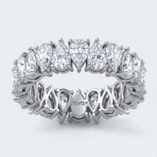 Pear Lab-Grown Diamond Prong Set Women's Eternity Wedding Band Platinum 950  (3.78Ct. tw.)