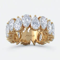 Women's Shared Prong Pear Lab Grown Diamond Wedding Band 14k Gold Yellow  (8Ct. tw.)
