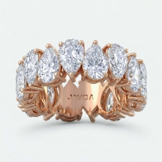 Women's Shared Prong Pear Lab Grown Diamond Wedding Band 18k Rose Gold  (8Ct. tw.)
