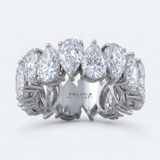 Women's Shared Prong Pear Lab Grown Diamond Wedding Band 18k Gold White  (8Ct. tw.)