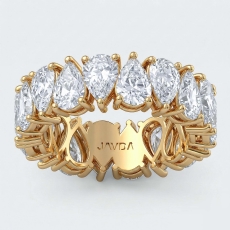Women's Shared Prong Pear Lab Grown Diamond Wedding Band 14k Gold Yellow  (6.3Ct. tw.)