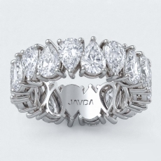 Women's Shared Prong Pear Lab Grown Diamond Wedding Band 18k Gold White  (6.3Ct. tw.)