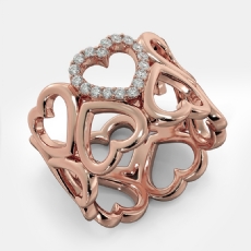 Round Diamond U Shape Prong Set 14k Rose Gold Engagement Heart Ring  (0.15Ct. tw.)