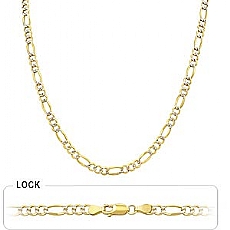 14k 2Tone Gold Men's Solid Figaro Chain (4.60mm,18