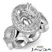 Oval Semi Mount Diamond Engagement Ring Halo Pave Setting 14k White Gold 1.3Ct - javda.com 
