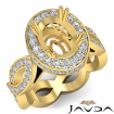 Oval Semi Mount Diamond Engagement Ring Halo Pave Setting 18k Yellow Gold 1.3Ct - javda.com 